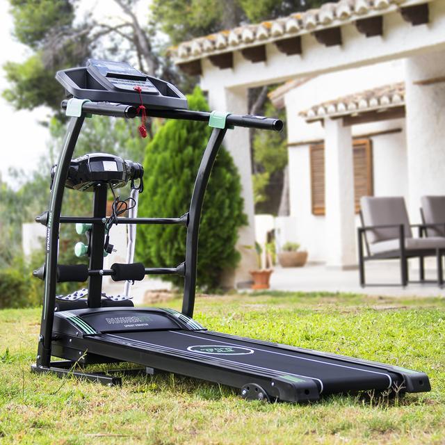 Cecotec RunnerFit Sprint Vibrator. Cinta De Correr Eléctrica Plegable Con Cinturón De Masaje Mancuernas Pulsómetro Pantalla LED 12 Programas Hasta 14km/h Peso Máximo 120 Kg Cinta De Correr Plegable