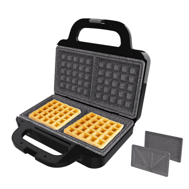 Cecotec Sandwichera con capacidad para dos sandwiches con rellenos generosos y 3 pares de placas desmontables. Sandwichera grill gofrera