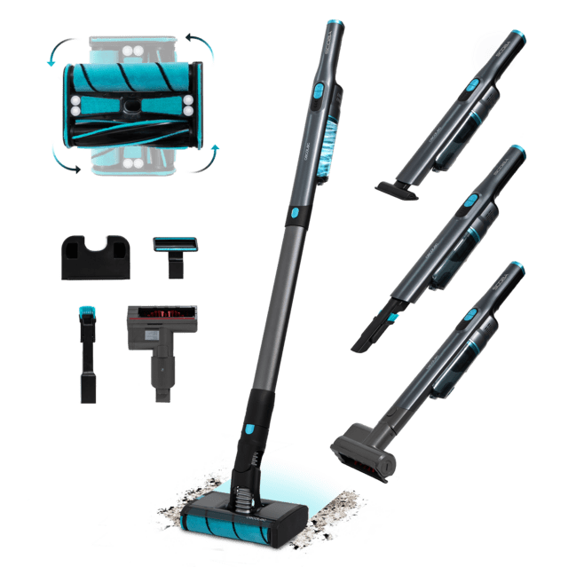 Cecotec Scoba 2100 Twice Max Aspirador escoba sin cables sin bolsa con diseño ultraligero (menos de 1 kg en mano y 1 6 kg entero) y cabezal motorizado omnidireccional con doble cepillo que permite movimientos laterales y circul