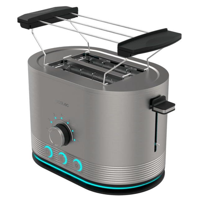 Cecotec Shine&Toast Double Tostador Vertical De Acero Con Doble Ranura Corta Y Anillo Luminoso Con Capacidad Para 2 Tostadas. Tostador Vertical 