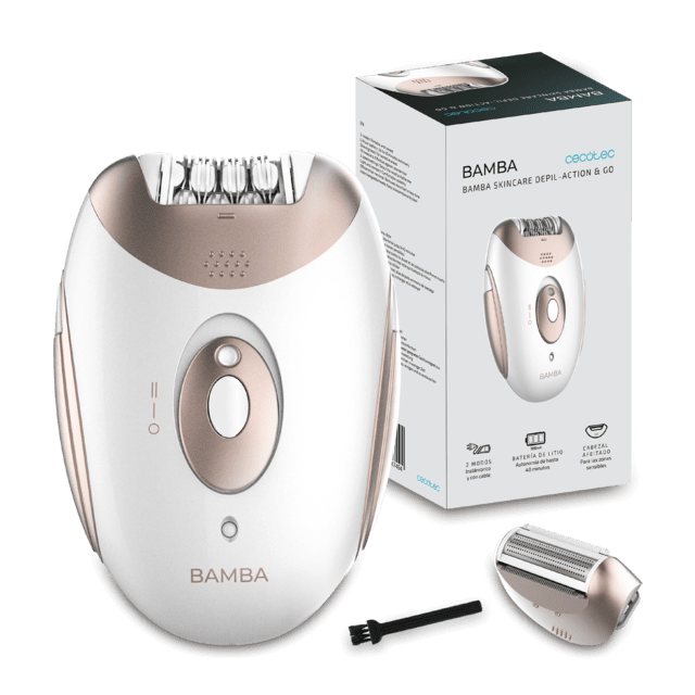 Cecotec SkinCare Depil-Action & GoDepiladora con batería de litio y cabezales intercambiables. Depiladora