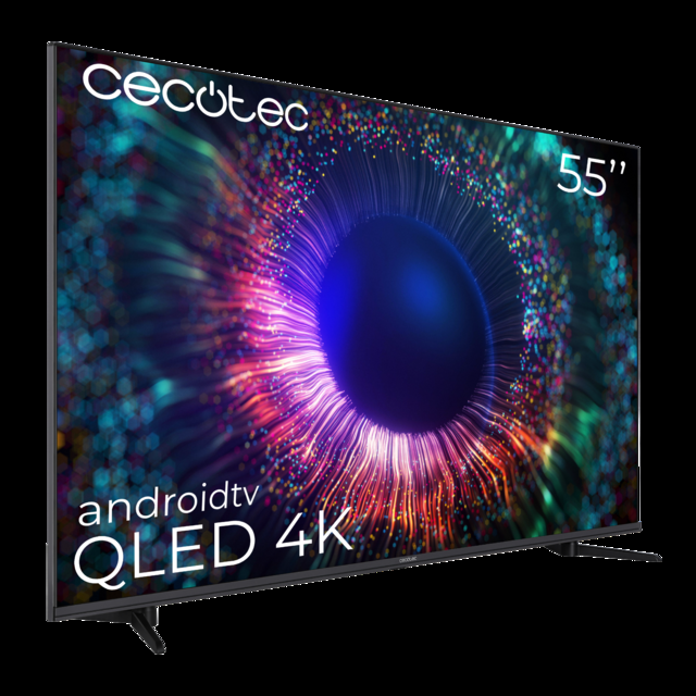 Cecotec Smart TV De 55" TV Cecotec V1+ Series VQU11055+. Televisores QLED Resolución 4K UHD Sistema Operativo Android TV Diseño Frameless MEMC Dolby Vision Y Atmos Subwoofer HDR10 Televisión QLED 55" Smart TV