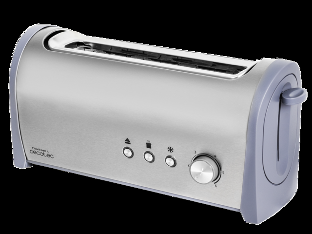 Cecotec Steel&Toast 1L. Tostadora Acero Con 6 Niveles De Potencia Capacidad Para 2 Tostadas 3 Funciones (Tostar Recalentar Descongelar) Incluye Soporte Panecillos Con Bandeja Recogemigas 1000 W Tostadora De Pan  