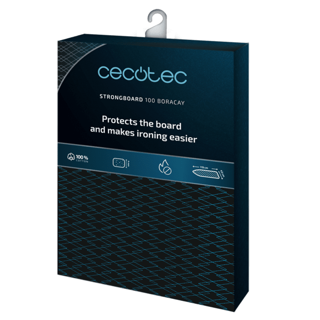 Cecotec StrongBoard 100 Boracay Funda De Tabla De Planchar 100% Algodón Con Un Tamaño Ajustable De 119 X 43 Cm Funda De Tabla De Planchar