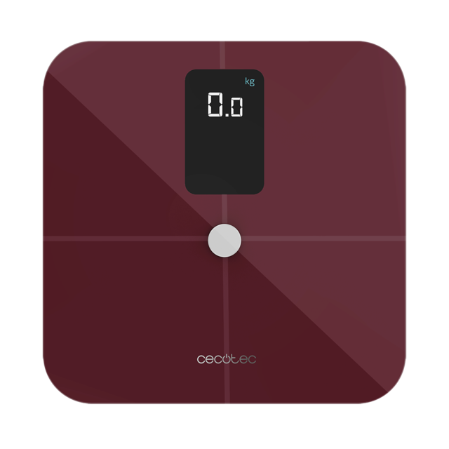 Cecotec Surface Precision 10400 Smart Healthy Vision Garnet. Bascula De Baño Inteligente Con Medición De Bioimpedancia App 15 Parámetros Básculas De Baño