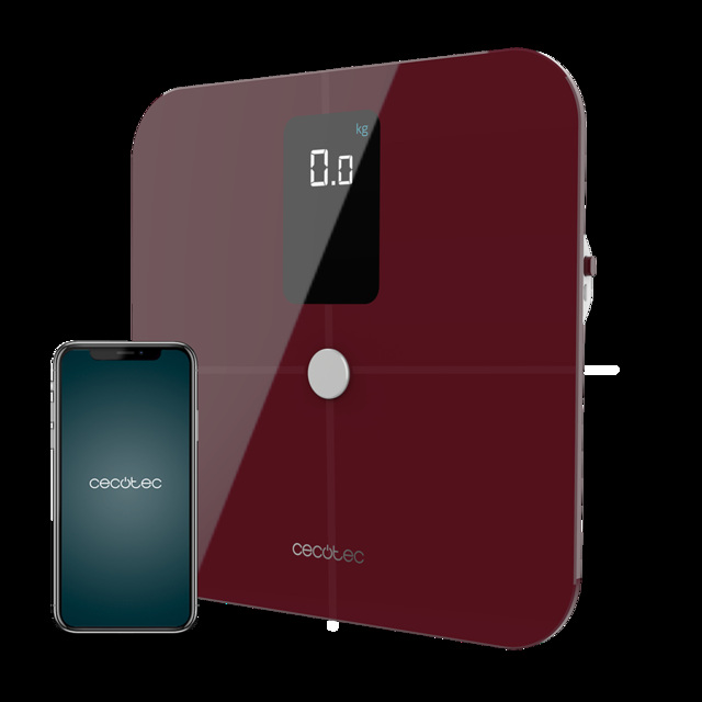 Cecotec Surface Precision 10400 Smart Healthy Vision Garnet. Bascula De Baño Inteligente Con Medición De Bioimpedancia App 15 Parámetros Básculas De Baño