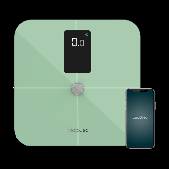 Cecotec Surface Precision 10400 Smart Healthy Vision Green. Báscula de Baño inteligente con Medición de Bioimpedancia App 15 Parámetros Báscula de baño