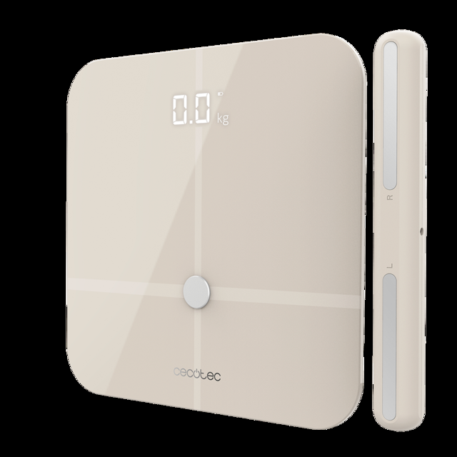 Cecotec Surface Precision 10600 Smart Healty Pro Beige. Báscula De Baño Con App Conectividad Bluetooth Barra Con Sensores Para Medición De Bioimpedancia 15 Parámetros Diseño Extraplano Báscula De Baño Con Función De Bioi