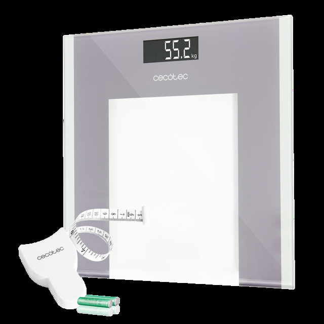 Cecotec Surface Precision 9100 Healthy. Báscula De Baño Digital Con Plataforma De Cristal De Alta Seguridad Pantalla LCD Invertida Capacidad Máxima De 180kgr Lista Para Usar Cinta Métrica Báscula De Baño Digital Precisa