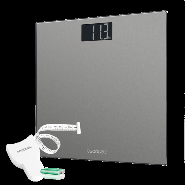 Cecotec Surface Precision 9200 Healthy. Báscula De Baño Digital De Plataforma De Acero Inoxidable Antihuellas Pantalla LCD Invertida Capacidad Máxima De 180kgr Cinta Métrica Báscula De Baño Digital Precisa  