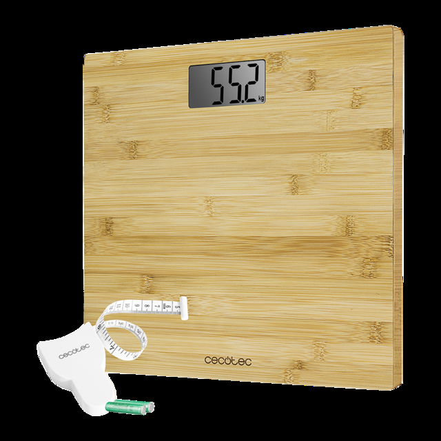 Cecotec Surface Precision 9300 Healthy. Báscula De Baño Digital Con Plataforma De Bambú (eco-friendly) Pantalla LCD Capacidad Máxima De 180kgr Lista Para Usar Cinta Métrica Báscula De Baño Digital Precisa