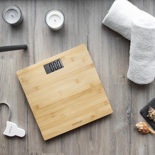 Cecotec Surface Precision 9300 Healthy. Báscula De Baño Digital Con Plataforma De Bambú (eco-friendly) Pantalla LCD Capacidad Máxima De 180kgr Lista Para Usar Cinta Métrica Báscula De Baño Digital Precisa