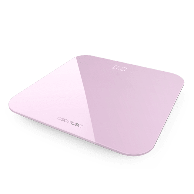 Cecotec Surface Precision 9350 Healthy Rose. Báscula De Baño Digital Carga USB Pantalla LED Invisible 300 X 300 Mm 4 Sensores De Medición Hasta 180 Kg Báscula De Baño Digital Con Carga USB Y Pantalla Invisible