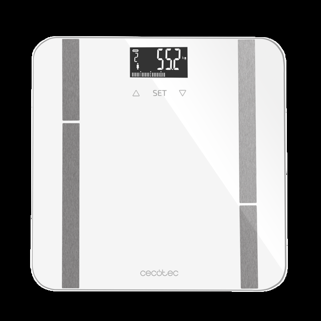 Cecotec Surface Precision 9400 Full Healthy. Báscula de Baño Digital de Alta precisión Plataforma de Cristal templado de seguridad pantalla LCD invertida y capacidad máxima de 180kgr Cinta métrica (Blanco) Báscula bioimped