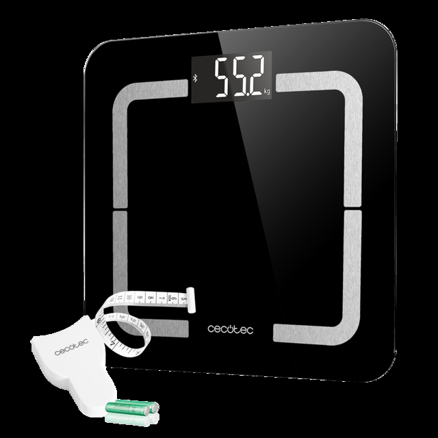 Cecotec Surface Precision 9500 Smart Healthy. Báscula De Baño Digital Inteligente Con Alta Precisión Cristal Templado Color Negro De Alta Seguridad Pantalla LCD Invertida 180K Báscula Bioimpedancia Eléctrica De Baño