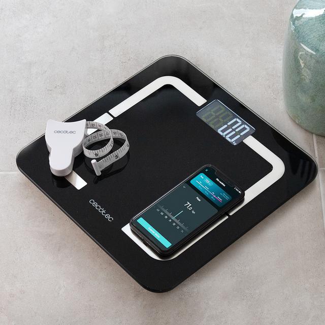 Cecotec Surface Precision 9500 Smart Healthy. Báscula De Baño Digital Inteligente Con Alta Precisión Cristal Templado Color Negro De Alta Seguridad Pantalla LCD Invertida 180K Báscula Bioimpedancia Eléctrica De Baño
