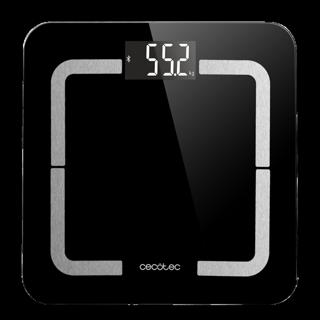 Cecotec Surface Precision 9500 Smart Healthy. Báscula de Baño Digital inteligente con Alta precisión Cristal templado color negro de alta seguridad Pantalla LCD invertida 180K Báscula bioimpedancia eléctrica de baño