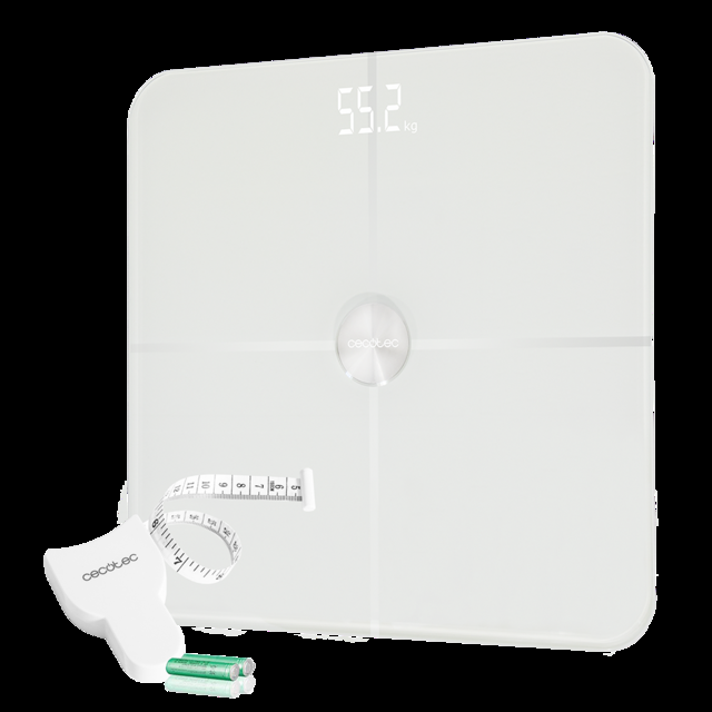 Cecotec Surface Precision 9600 Smart Healthy. Báscula De Baño Digital Inteligente De Alta Precisión Con Conectividad Base Cristal De Alta Seguridad Recubrimiento De óxido De Indio Y Estaño Pantalla LED Báscula Bioimpedanci