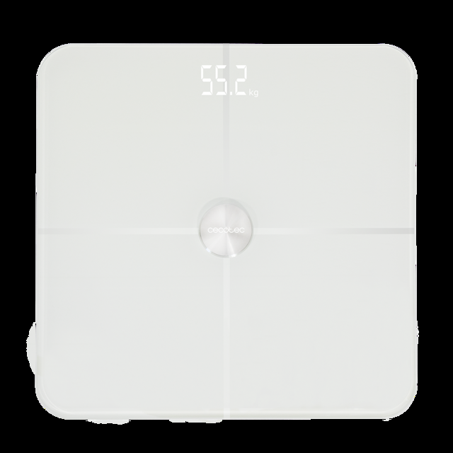 Cecotec Surface Precision 9600 Smart Healthy. Báscula de baño digital inteligente de Alta precisión con conectividad base cristal de alta seguridad recubrimiento de óxido de indio y estaño pantalla LED Báscula bioimpedanci