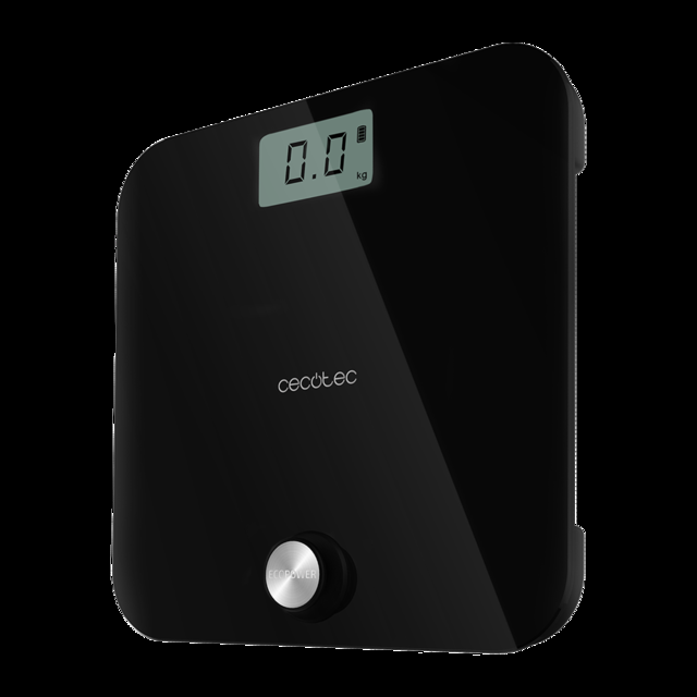 Cecotec Surface Precision EcoPower 10000 Healthy Black. Báscula De Baño Con Pulsador Superficie De Vidrio Templado De Alta Seguridad Sensores De Precisión Básculas De Baño