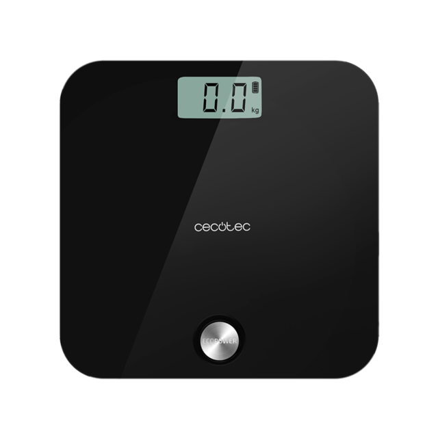 Cecotec Surface Precision EcoPower 10000 Healthy Black. Báscula de baño Con Pulsador Superficie de vidrio templado de alta seguridad Sensores de precisión Básculas de baño