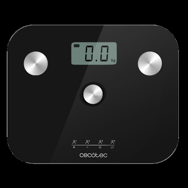 Cecotec Surface Precision EcoPower 10100 Full Healthy. Báscula de baño Con Pulsador Función bioimpedancia Superficie vidrio templado de alta seguridad Sensores de precisión Báscula de baño sin pilas