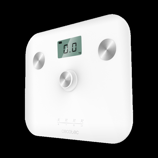 Cecotec Surface Precision EcoPower 10100 Full Healthy White. Báscula De Baño Con Pulsador Superficie De Vidrio Templado De Alta Seguridad Sensores De Precisión Pantalla LCD Báscula De Baño 