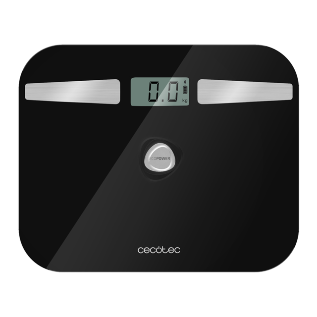 Cecotec Surface Precision EcoPower 10200 Smart Healthy Black. Báscula De Baño Con Pulsador Superficie De Vidrio Templado De Alta Seguridad Sensores De Precisión APP Báscula De Baño Digital De Alta Precisión Recargable