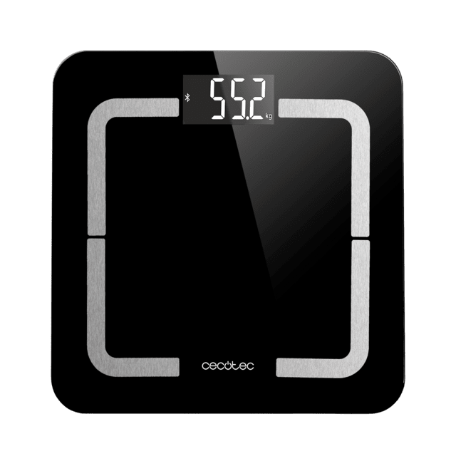Cecotec Surface Precision Smart Healthy. Báscula de Baño Digital inteligente con Alta precisión Cristal templado color negro de alta seguridad Pantalla LCD invertida 180K Báscula bioimpedancia eléctrica de baño