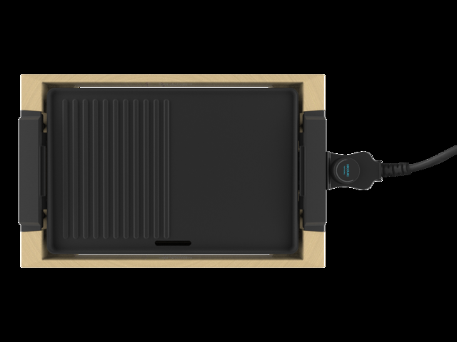 Cecotec Tasty&Grill 2000 Bamboo Black. Plancha De Asar Eléctrica Con Potencia 2000 W Acabados En Acero Inoxidable Termostato Regulable Superficie Grill Revestimiento RockStone Apta Para Lavavajillas Plancha De Asar Eléctrica D