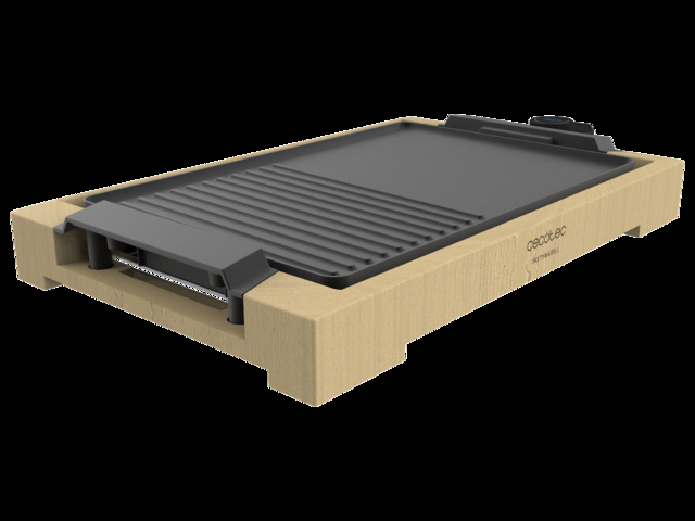 Cecotec Tasty&Grill 2000 Bamboo Black. Plancha De Asar Eléctrica Con Potencia 2000 W Acabados En Acero Inoxidable Termostato Regulable Superficie Grill Revestimiento RockStone Apta Para Lavavajillas Plancha De Asar Eléctrica D