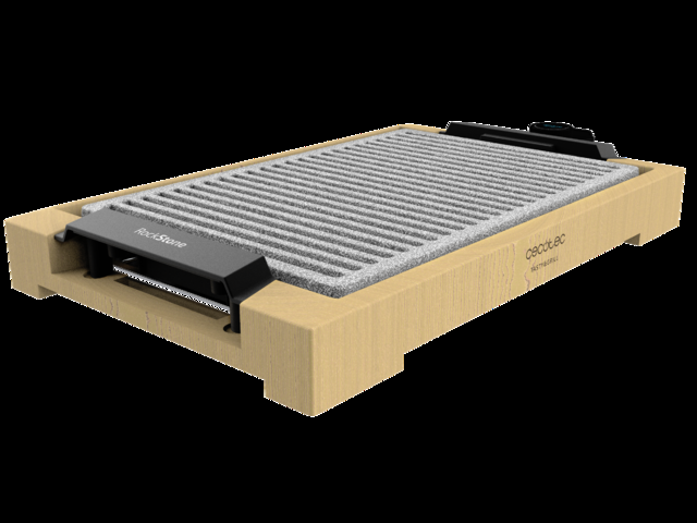 Cecotec Tasty&Grill 2000 Bamboo LineStone. Plancha De Asar Eléctrica Con Potencia 2000 W Estructura Bambú Termostato Regulable Superficie Grill Revestimiento RockStone Apta Lavavajillas Plancha Eléctrica Cocina 2000 W