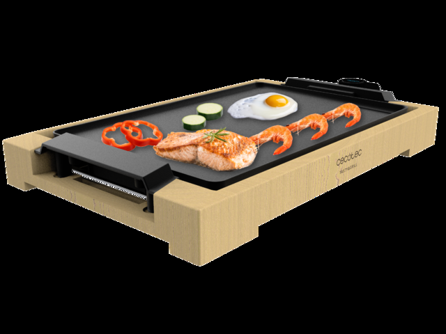 Cecotec Tasty&Grill 2000 Bamboo. Plancha De Asar Eléctrica Con Potencia 2000 W Estructura Bambú Termostato Regulable Plancha Plana Revestimiento Aluminio Fundido Apta Lavavajillas Plancha Eléctrica Cocina 2000 W