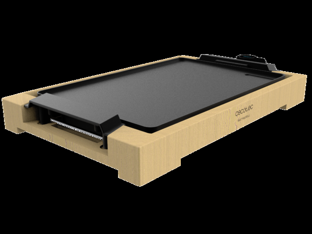 Cecotec Tasty&Grill 2000 Bamboo. Plancha de asar eléctrica con Potencia 2000 W Estructura Bambú Termostato regulable Plancha plana Revestimiento aluminio fundido Apta lavavajillas Plancha eléctrica cocina 2000 W