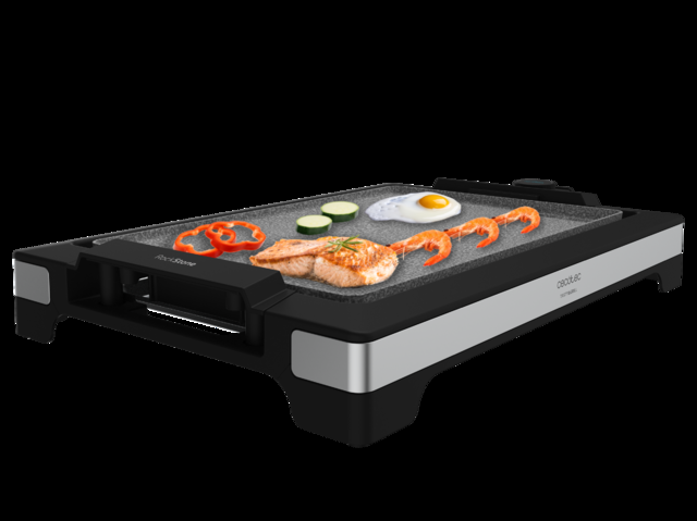 Cecotec Tasty&Grill 2000 InoxStone. Plancha Eléctrica De 2000 W Placa RockStone Antiadherente Termostato Regulable 5 Niveles Potencia Placa Extraíble Apta Lavavajillas Plancha Eléctrica Cocina 2000 W