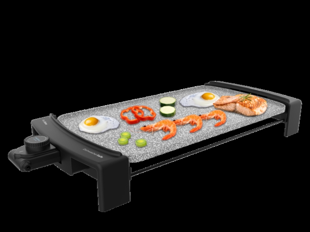 Cecotec Tasty &Grill 3000 RockWater. Plancha Eléctrica De 2600 W Revestimiento De Riedra RockStone Resistencia En Forma De M Termostato Ajustable Piezas Aptas Para Lavavajillas Plancha Eléctrica Cocina 2600 W