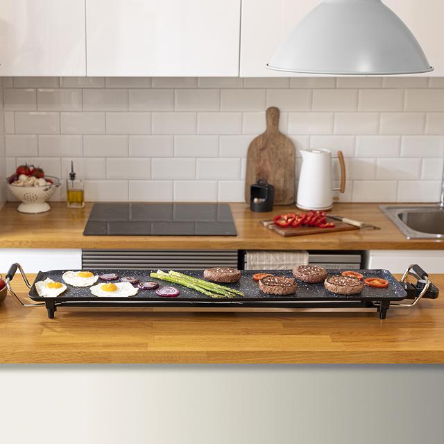Cecotec Tasty&Grill 3000 RockWater XXL. 2400 W Plancha De Asar Eléctrica Con Gran Superficie 90x22cm Revestimiento Piedra RockStone Antiadherente Termostato Regulable Plancha Eléctrica Cocina 2400 W