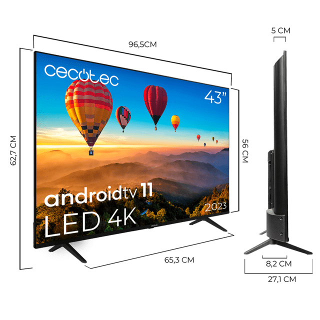 Cecotec Televisión LED 43” TV Cecotec A1 Series ALU10043SM Con Resolución 4K UHD Y Sistema Operativo Android TV. Televisión LED 43" Smart TV