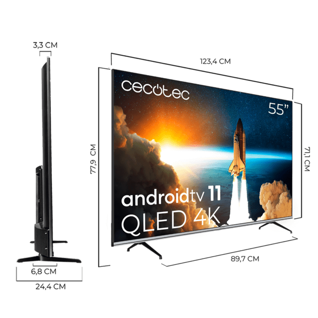 Cecotec Televisión QLED 55” TV Cecotec V1 Series VQU10055S Con Resolución 4K UHD Y Sistema Operativo Android TV Televisión QLED 55" Smart TV