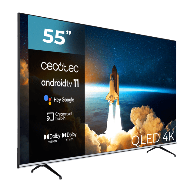 Cecotec Televisión QLED 55” TV Cecotec V1 Series VQU10055S Con Resolución 4K UHD Y Sistema Operativo Android TV Televisión QLED 55" Smart TV