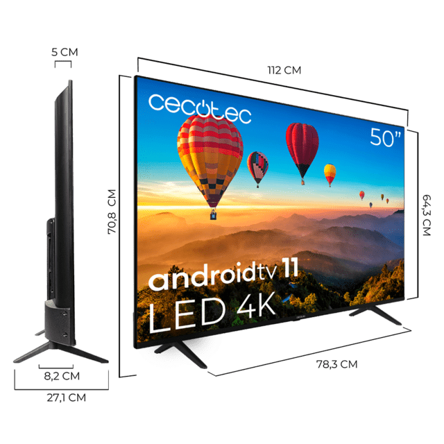 Cecotec Televisión TV Cecotec A1 Series ALU10050S LED 50” Con Resolución 4K UHD Y Sistema Operativo Android TV Televisión LED 50" Smart TV