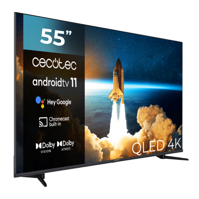 Cecotec Televisión TV Cecotec V1+ Series VQU11055+S QLED 55” Con Resolución 4K UHD Y Sistema Operativo Android TV Televisión QLED 55" Smart TV