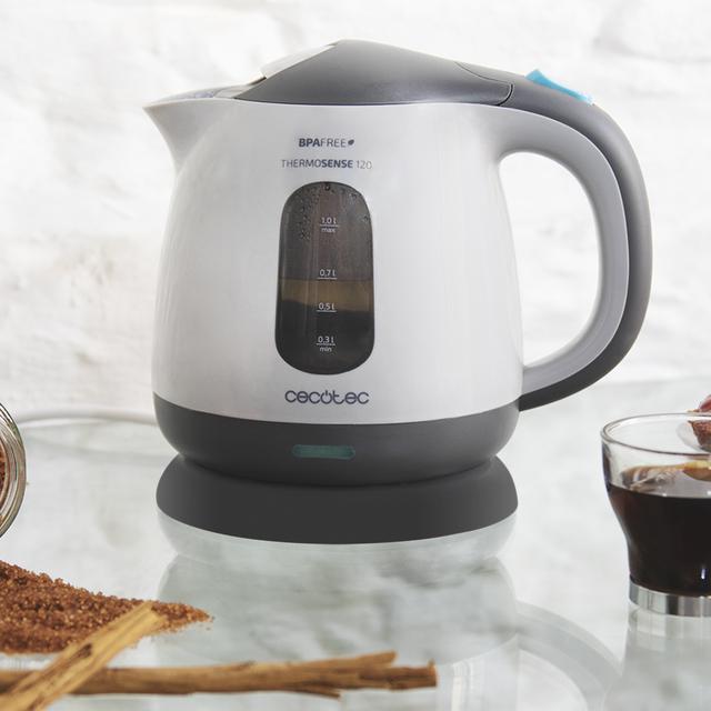 Cecotec ThermoSense 120 M. Hervidor De Agua Eléctrico De 1 Litro Libre De BPA 1100 W De Potencia Base 360º Filtro Antical Desmontable Doble Sistema De Seguridad Plástico Hervidor De Agua Eléctrico