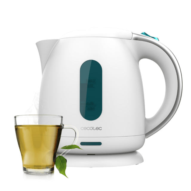 Cecotec Thermosense 140 White Hervidor de agua de 1 litro de capacidad libre de BPA y con 2200 W. Hervidor de agua eléctrico