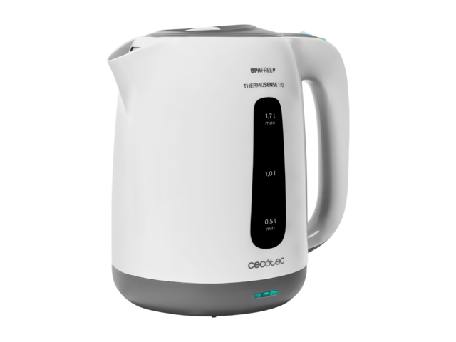 Cecotec ThermoSense 170.Hervidor de Agua Eléctrico de 1 7 litros Libre de BPA 2200 W de Potencia Base 360º Filtro Antical Desmontable Doble Sistema de Seguridad Plástico Hervidor de agua eléctrico