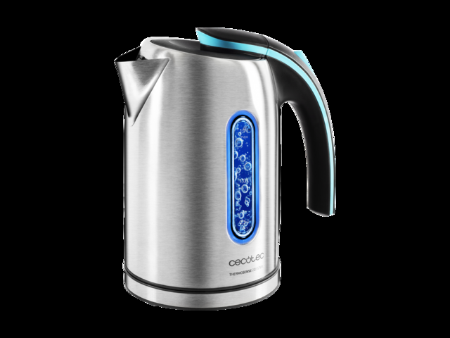 Cecotec ThermoSense 220 Steel. Hervidor de Agua Eléctrico de 1 2 litros Libre de BPA 1630 W de Potencia Base 360º Doble Sistema de Seguridad Acero Inoxidable Hervidor de agua eléctrico  