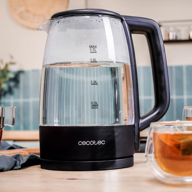 Cecotec ThermoSense 320 Clear Hervidor De Agua De 1 7 Litros Cuerpo De Vidrio De Borosilicato De Alta Calidad Con 2200 W. Hervidor De Agua