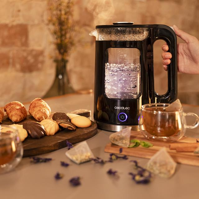 Cecotec Thermosense 330 Glassy Hervidor De Agua De 1 7 Litros Cuerpo De Vidrio De Borosilicato De Alta Calidad Con 2200 W. Hervidor De Agua