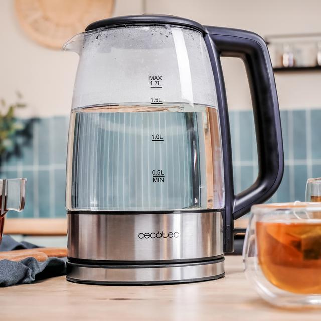Cecotec ThermoSense 340 Clear Hervidor De Agua De 1 7 Litros Cuerpo De Vidrio De Borosilicato De Alta Calidad Con 2200 W. Hervidor De Agua
