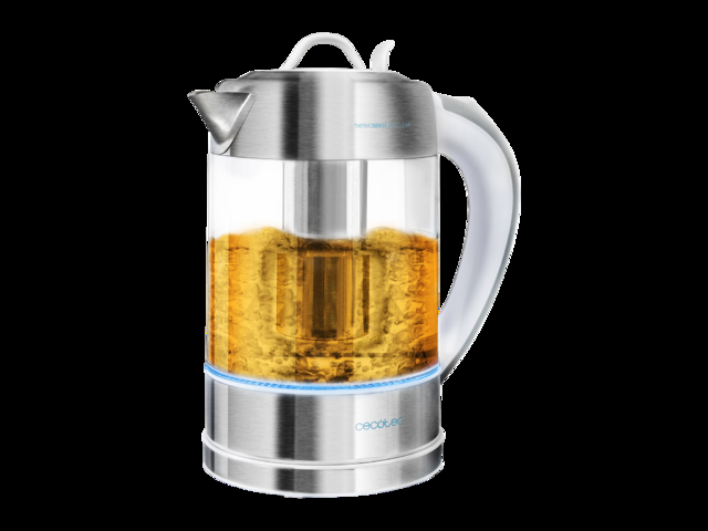 Cecotec ThermoSense 370 Clear. Hervidor de Agua Eléctrico con 1 7 litros Libre de BPA 2200 W de Potencia Base 360º Filtro Antical Desmontable Doble Sistema de Seguridad Acero Inoxidable Hervidor de agua eléctrico para infusio